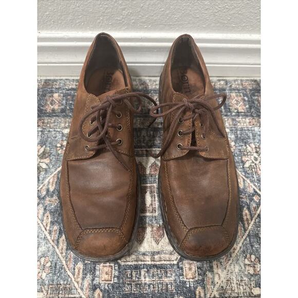 Born Linden Mens Size 10.5 Brown Leather M9355 Oxfords Loafers Distressed Walnut - Picture 1 of 9